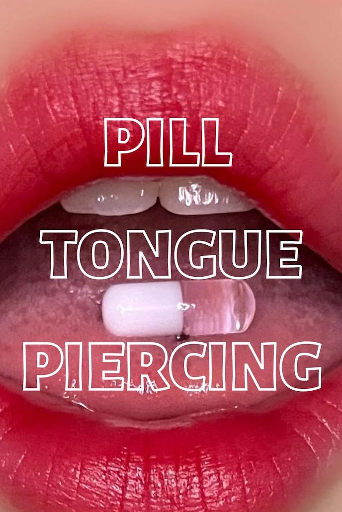 Pierced tongue with a pill stud