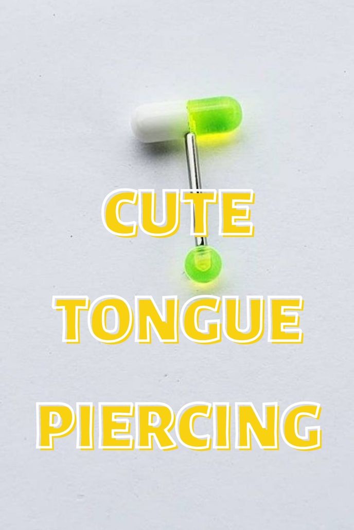 Lime green tongue piercing