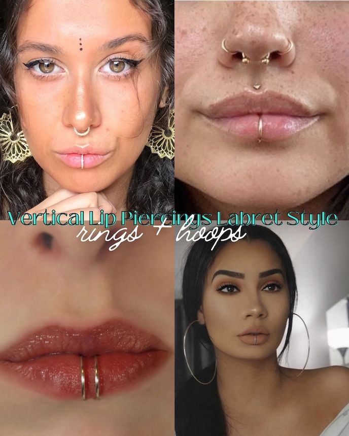 vertical lip piercing labret style