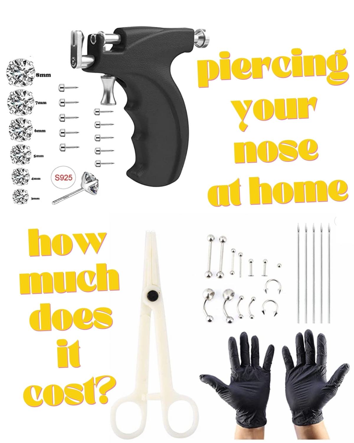 Photo of piercing tools you can find on Amazon