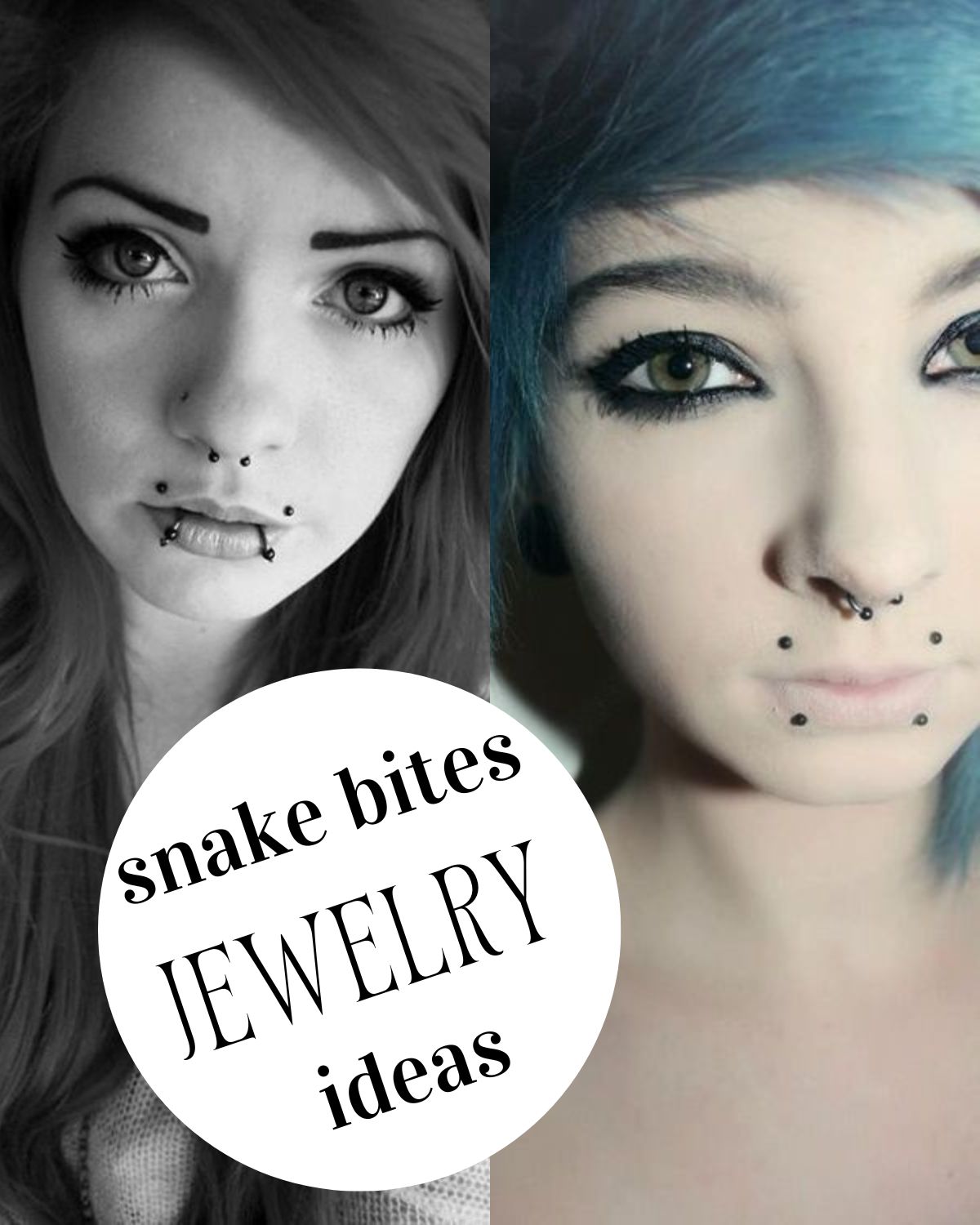 Two women with cute snake bite piercing jewelry