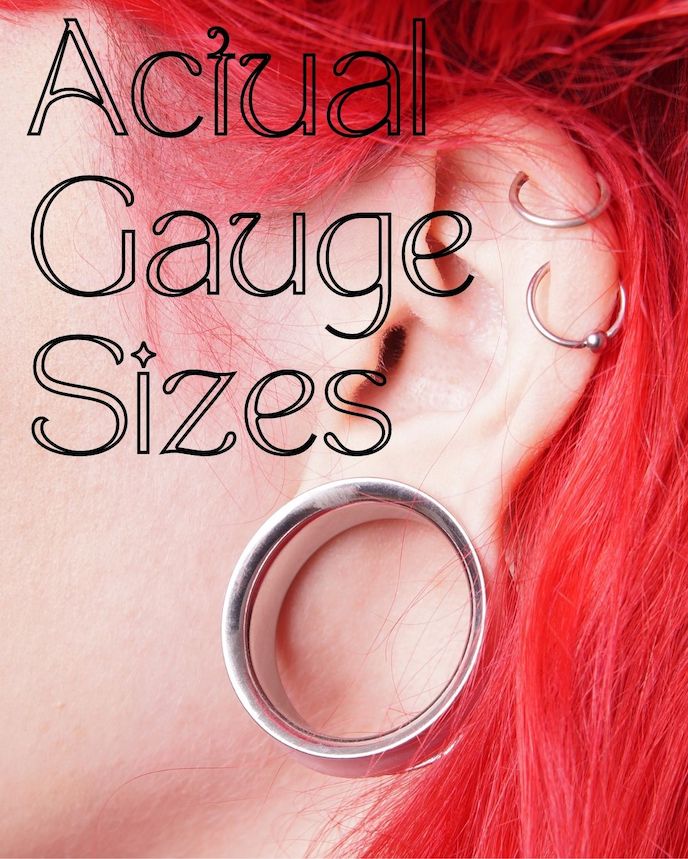 Woman with red hear wearing a gauge earring