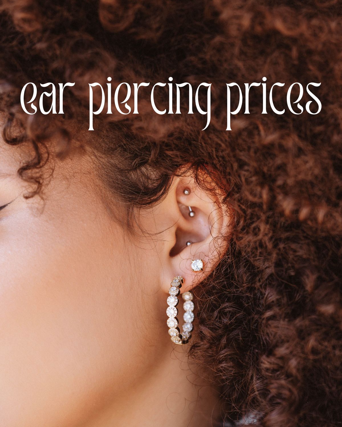 A girl with several ear piercings