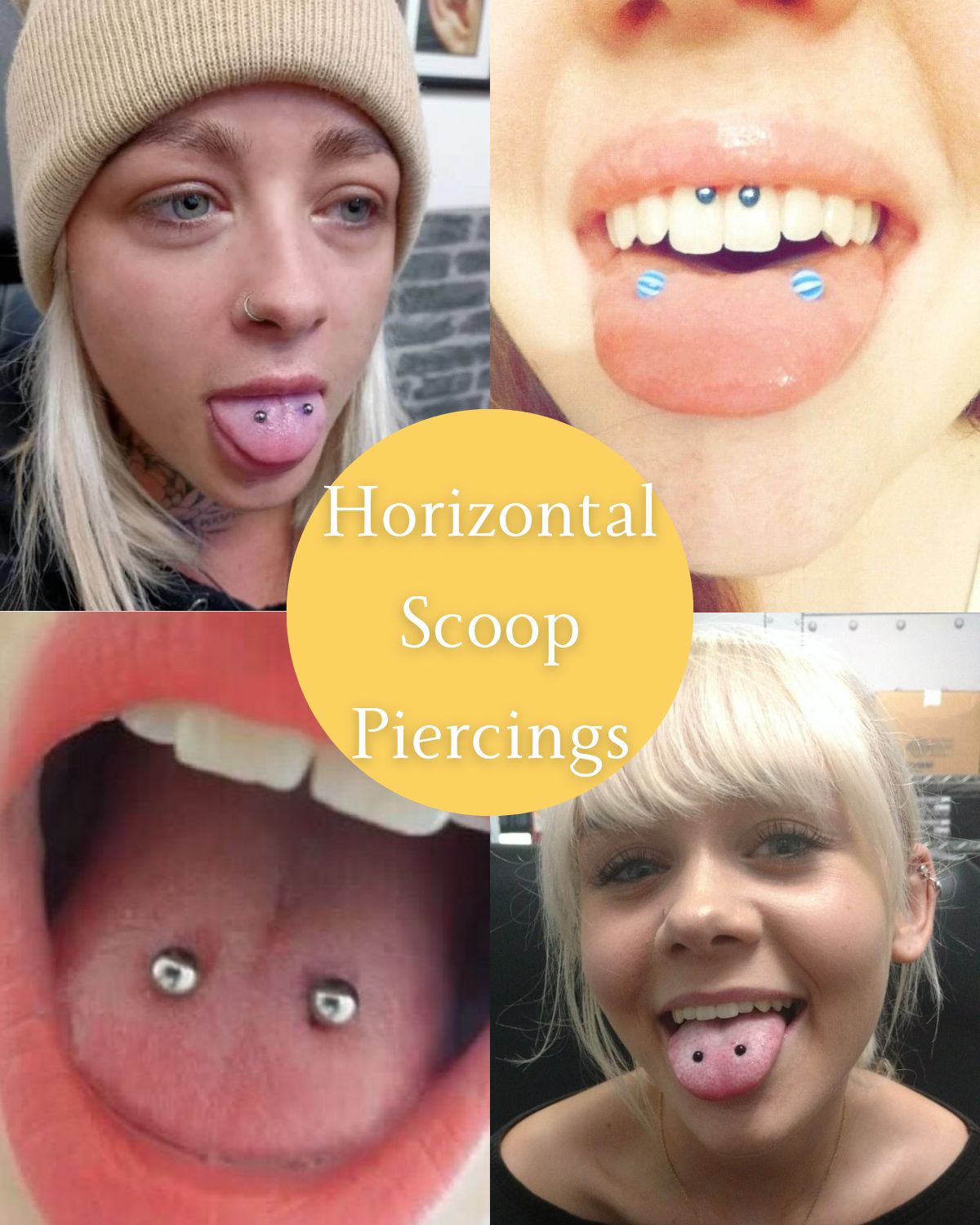 Horizontal tongue piercings